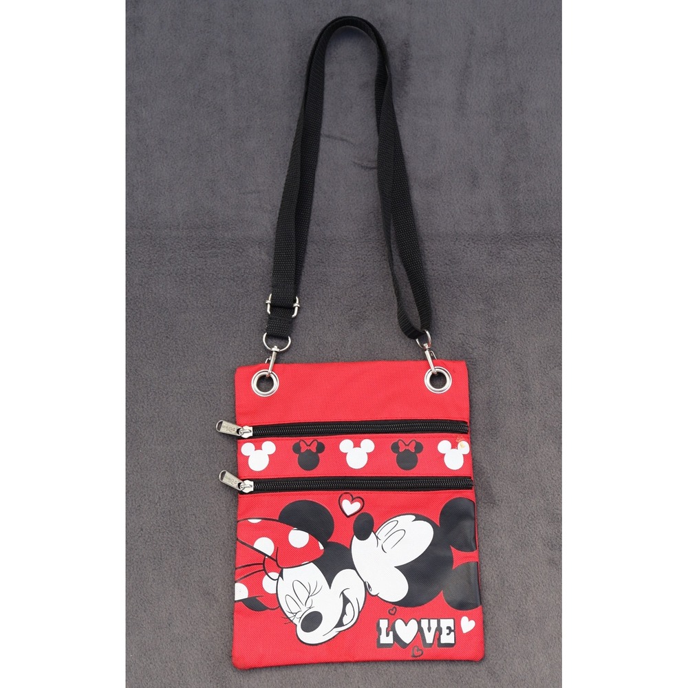 Disney Minnie Mouse Love Red Crossbody Bag‎ Purse Zip Travel Wallet